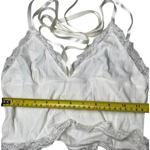 Y2K Coquette Lace Cami White Top Large L - Picture 2 of 5